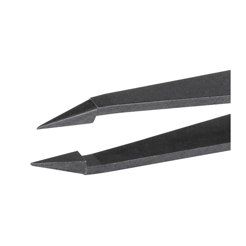 ideal-tek 115mm Carbon Fibre Plastic Fine Straight Short ESD Safe Tweezer 707.CF