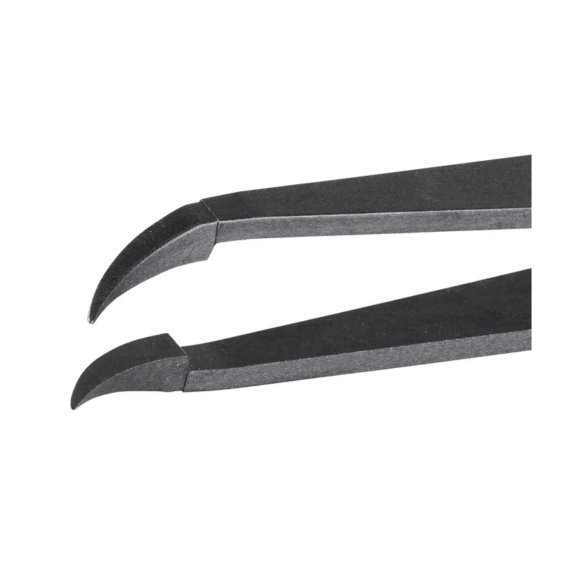 ideal-tek 115mm Plastic Carbon Fibre Fine Curved Short ESD Safe Tweezer 707A.CF