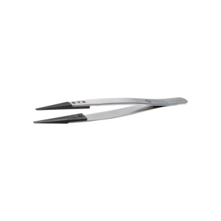 ideal-tek 130mm Polyamide 66 Carbon Fibre Flat Round ESD Safe Tweezer 2ACFR.SA.1