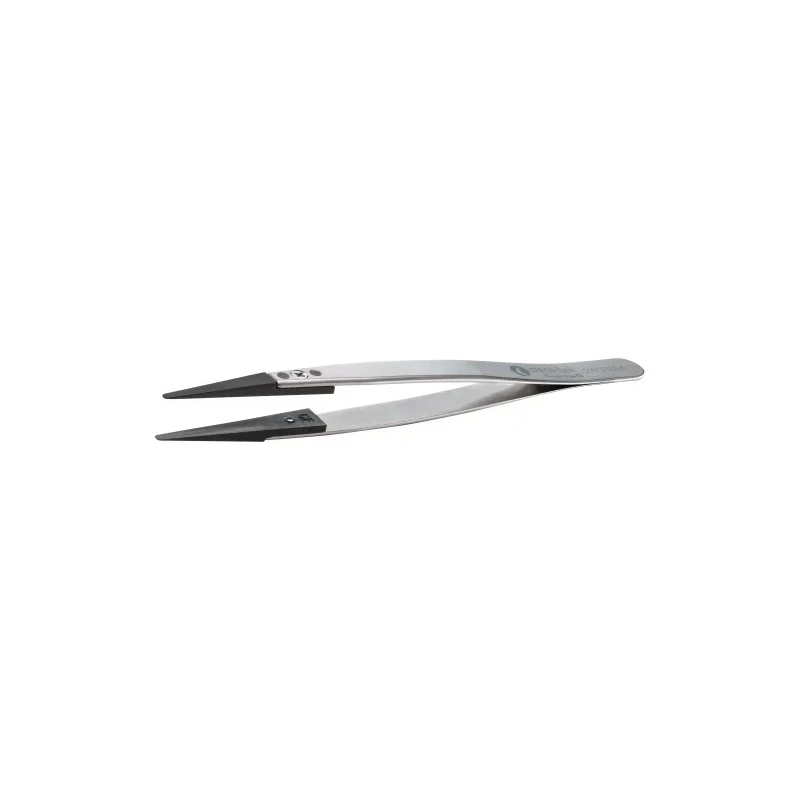 ideal-tek 130mm Polyamide 66 Carbon Fibre Flat Round ESD Safe Tweezer 2ACFR.SA.1