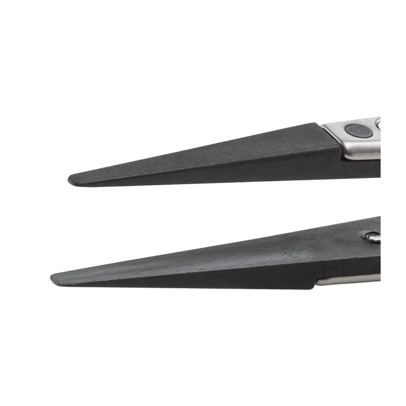 ideal-tek 130mm Polyamide 66 Carbon Fibre Flat Round ESD Safe Tweezer 2ACFR.SA.1