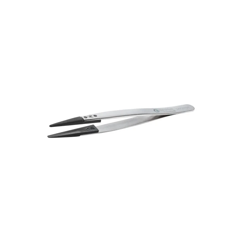 ideal-tek 130mm Carbon Fibre Plastic Bevel Thick Strong Straight ESD Safe Tweezer 249CFR.SA.1