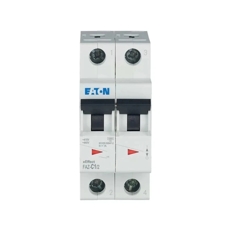 RS PRO xEffect Miniature Circuit Breaker, 2 Poles, 1A Current Rating, Type C, 415V AC, 10 kA Breaking 278745 FAZ-C1/2