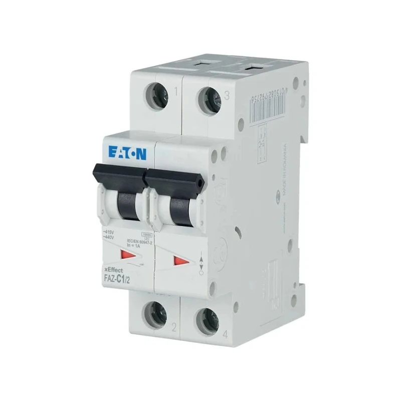 RS PRO xEffect Miniature Circuit Breaker, 2 Poles, 1A Current Rating, Type C, 415V AC, 10 kA Breaking 278745 FAZ-C1/2