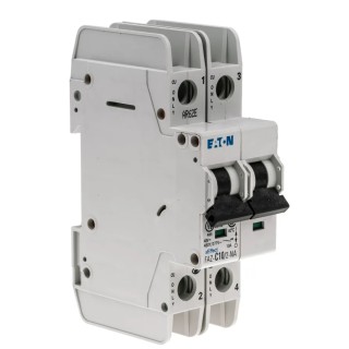 RS PRO xEffect Miniature Circuit Breaker 2-Pole 10A Type C 415V AC 60V DC 10 kA Breaking Capacity 102167 FAZ-C10/2-NA
