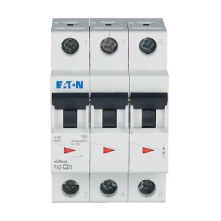 Eaton xEffect Miniature Circuit Breaker 3-Pole 2A Type C 415V AC 10kA Breaking Capacity 278861 FAZ-C2/3