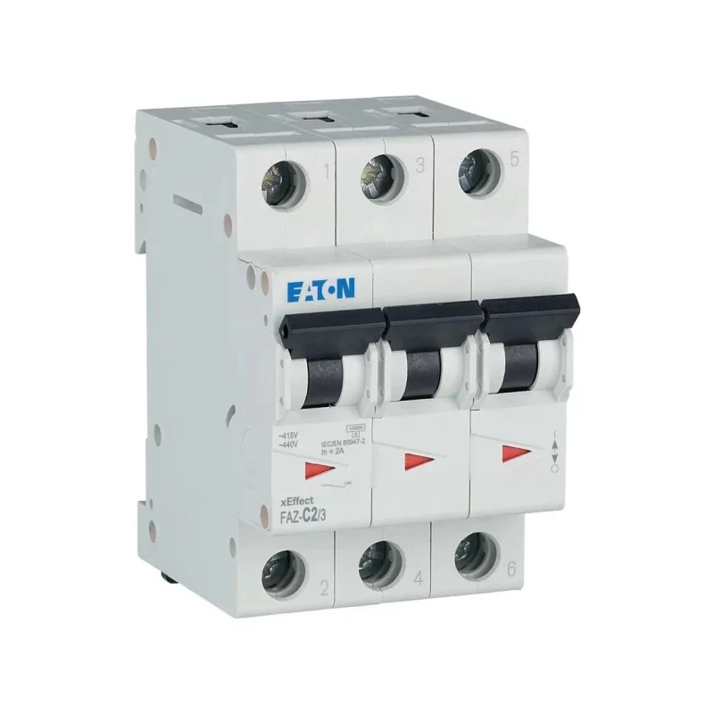 Eaton xEffect Miniature Circuit Breaker 3-Pole 2A Type C 415V AC 10kA Breaking Capacity 278861 FAZ-C2/3