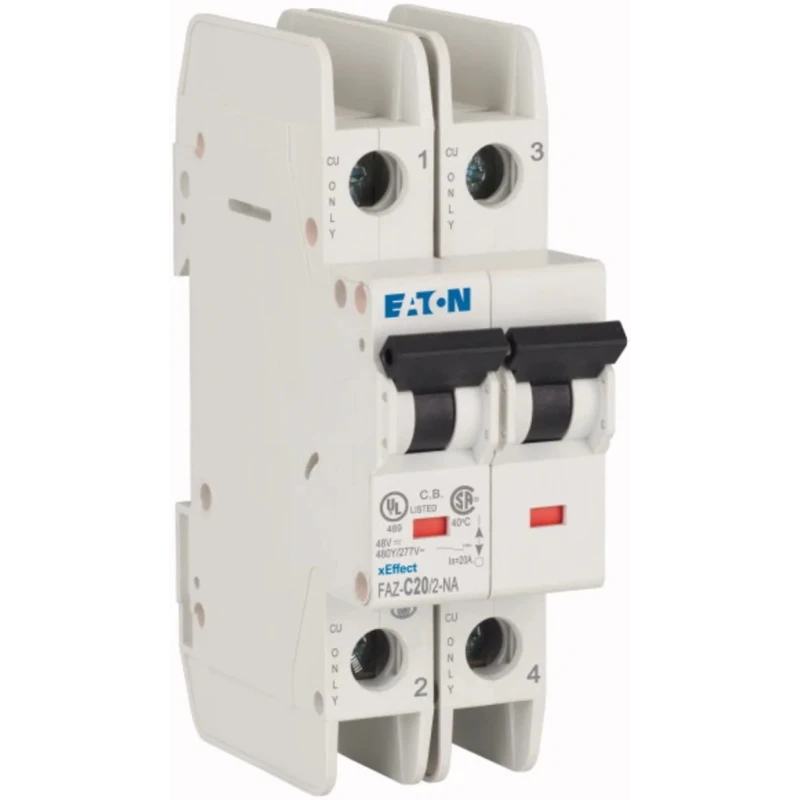 RS PRO xEffect Miniature Circuit Breaker 2-Pole 20A Type C 415V AC 60V DC 10kA Breaking Capacity 102171 FAZ-C20/2-NA