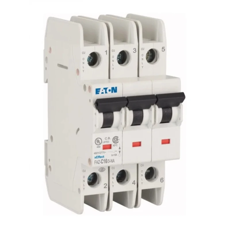 Eaton xEffect Miniature Circuit Breaker, 3-Pole, 16A, Type C, 415V AC, 60V DC, 10 kA Breaking Capacity 102250 FAZ-C16/3-NA