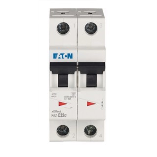Eaton xEffect Miniature Circuit Breaker, 2-Pole, 32A, Type C, 415V AC, 96V DC, 10 kA Breaking Capacity 278763 FAZ-C32/2
