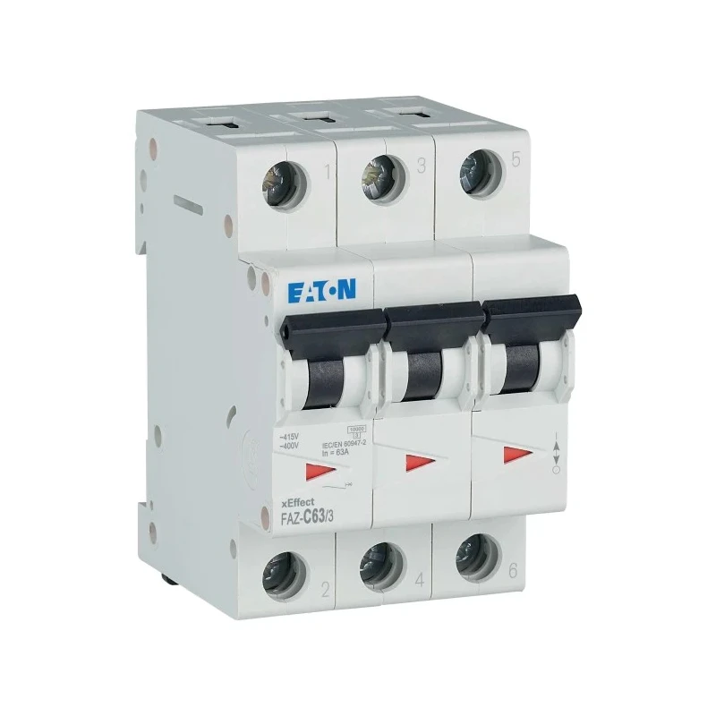 Eaton xEffect Miniature Circuit Breaker, 3-Pole, 63A, Type C, 415V AC, 10 kA Breaking Capacity 278879 FAZ-C63/3