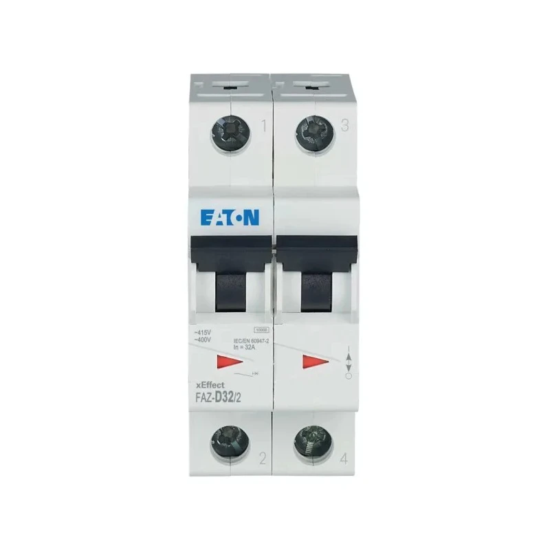 Lovato Electric Miniature Circuit Breaker, 2-Pole, 32A Current Rating, Type D Tripping, 415V AC, 10 kA 278786 FAZ-D32/2