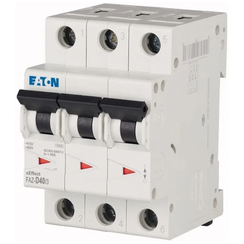 ABB Miniature Circuit Breaker, 3-Pole, 40A Current Rating, Type D Tripping, 415V AC, 60V DC, 10kA Breaking 278900 FAZ-D40/3