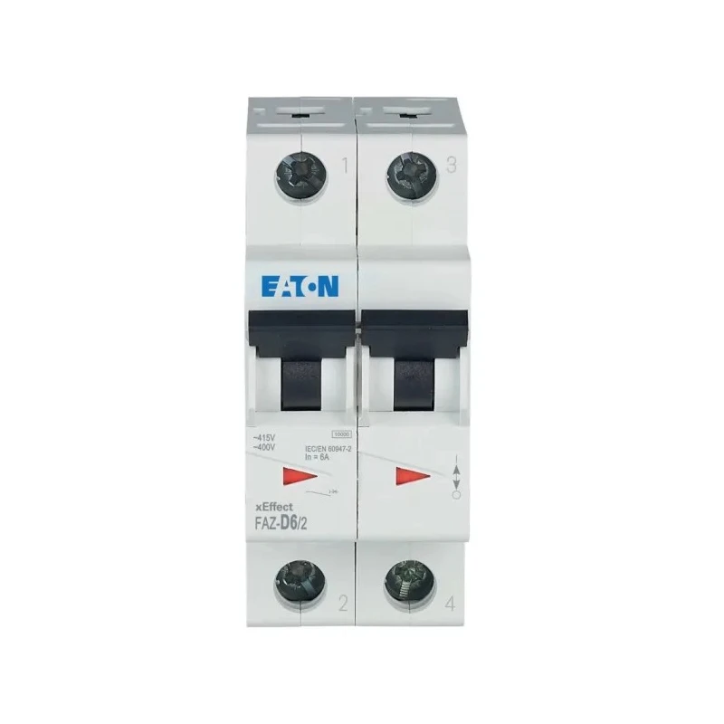 Eaton xEffect Miniature Circuit Breaker, 2-Pole, 6A, Type D, 415V AC, 10 kA Breaking Capacity 278777 FAZ-D6/2