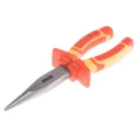 RS PRO 1-Piece Long Nose Plier Flat Nose, Chrome Vanadium Steel, Ergonomic Handle, 200mm Overall Length, VDE 1000V 847-3724