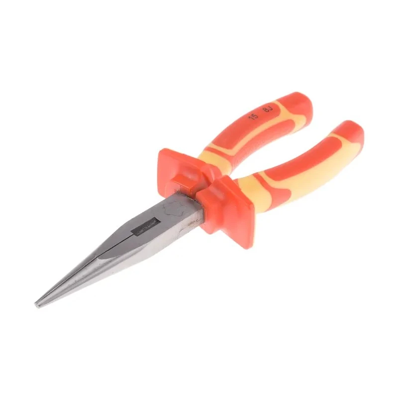 RS PRO 1-Piece Long Nose Plier Flat Nose, Chrome Vanadium Steel, Ergonomic Handle, 200mm Overall Length, VDE 1000V 847-3724