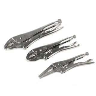RS PRO 3-Piece Locking Plier Set, Chrome Molybdenum Steel, Heat-Treated, Includes Wire Cutter 847-3768
