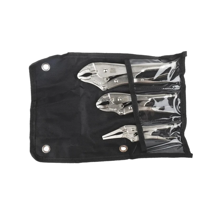 RS PRO 3-Piece Locking Plier Set, Chrome Molybdenum Steel, Heat-Treated, Includes Wire Cutter 847-3768
