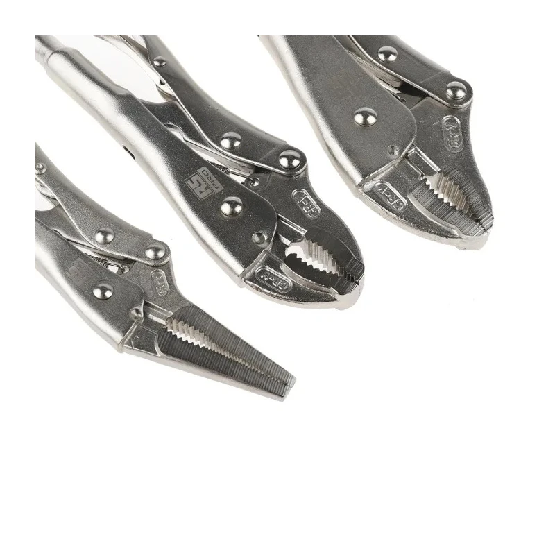 RS PRO 3-Piece Locking Plier Set, Chrome Molybdenum Steel, Heat-Treated, Includes Wire Cutter 847-3768