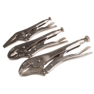 RS PRO 3-Piece Locking Plier Set Durable Chrome Vanadium Steel Construction Model 847-3762