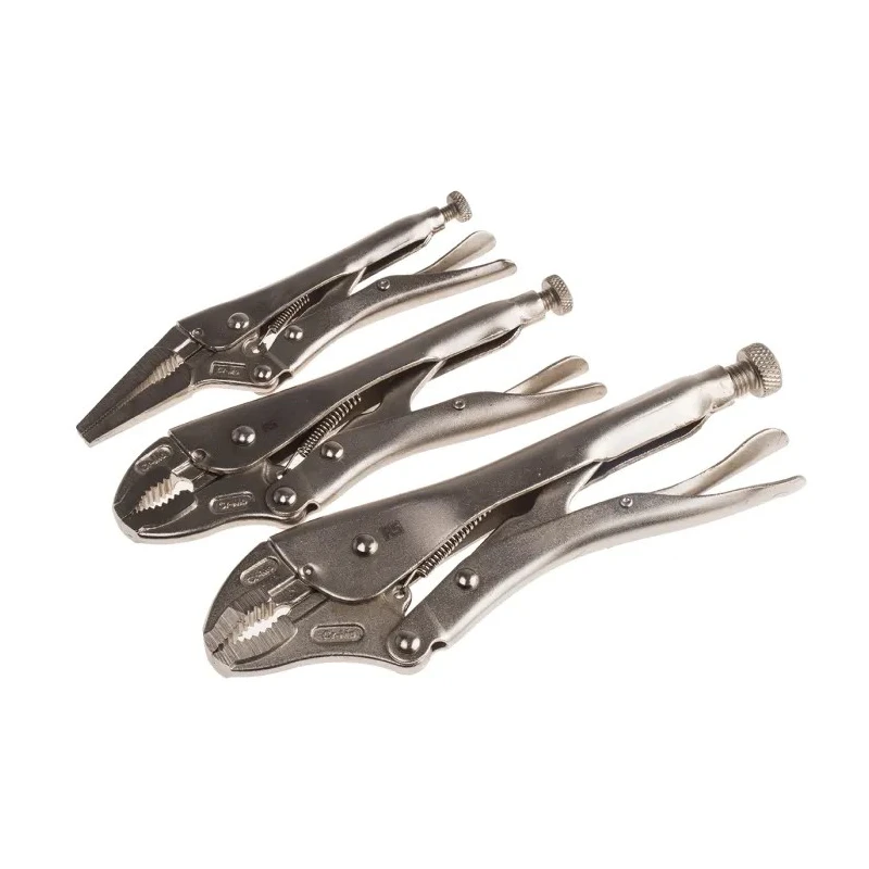 RS PRO 3-Piece Locking Plier Set Durable Chrome Vanadium Steel Construction Model 847-3762