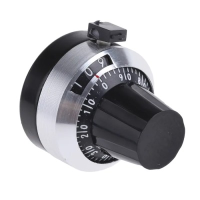 Arcol Ohmite 22 mm Black Aluminium Collet Knob Dial for 6.35 mm Circular Shaft ACD22 6.35-10