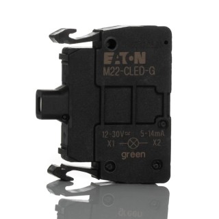 Eaton M22 Series LED Light Block 12 V AC/DC, 30 V AC/DC, Green LED Indicator 216571 M22-CLED-G