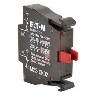 Eaton RMQ Titan M22 Series Contact Block, 230 V AC, 220 V DC, 2 NC Contact Configuration, 4A Current Rating 107899 M22-CK02