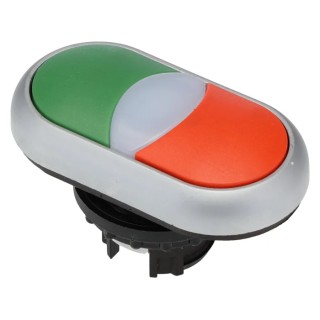 Eaton M22 Series Red, Green Momentary Push Button Head, 22 mm Cutout, Plastic, IP67 216698 M22-DDL-GR
