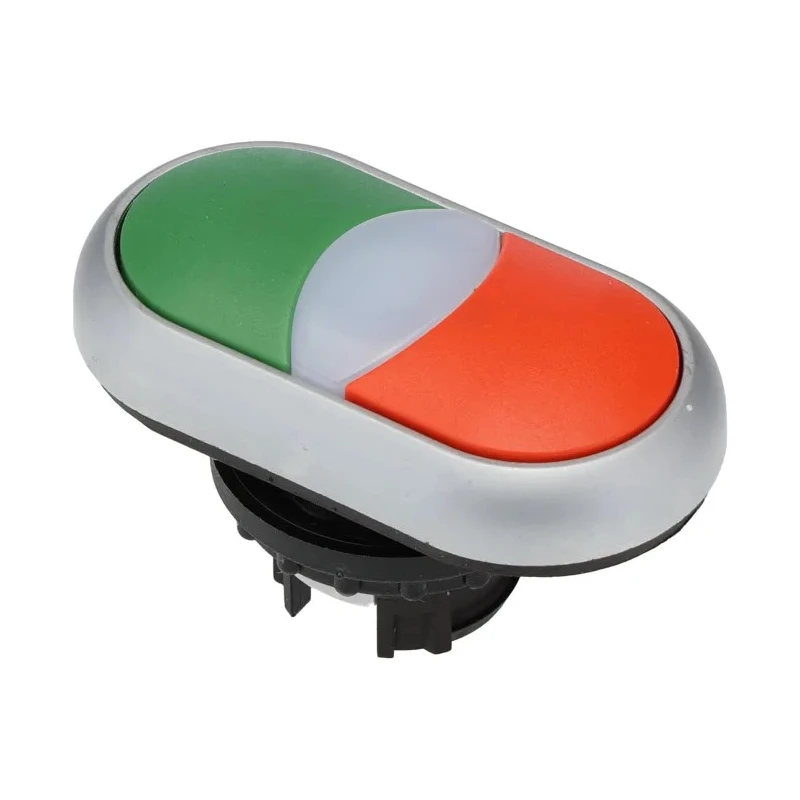 Eaton M22 Series Red, Green Momentary Push Button Head, 22 mm Cutout, Plastic, IP67 216698 M22-DDL-GR