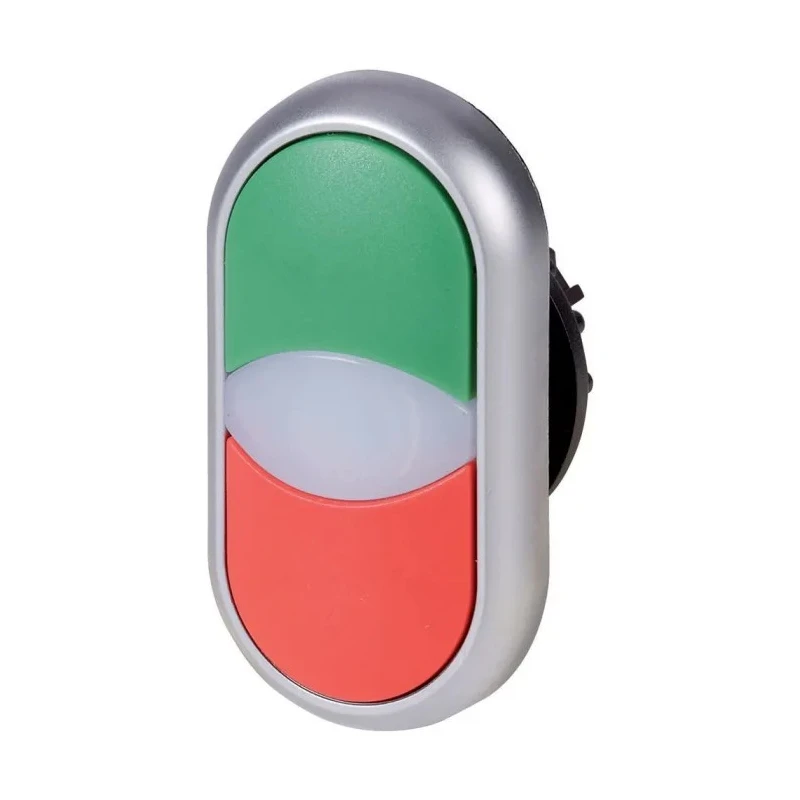 Eaton M22 Series Red, Green Momentary Push Button Head, 22 mm Cutout, Plastic, IP67 216698 M22-DDL-GR