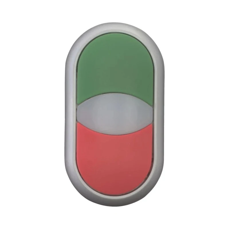 Eaton M22 Series Red, Green Momentary Push Button Head, 22 mm Cutout, Plastic, IP67 216698 M22-DDL-GR