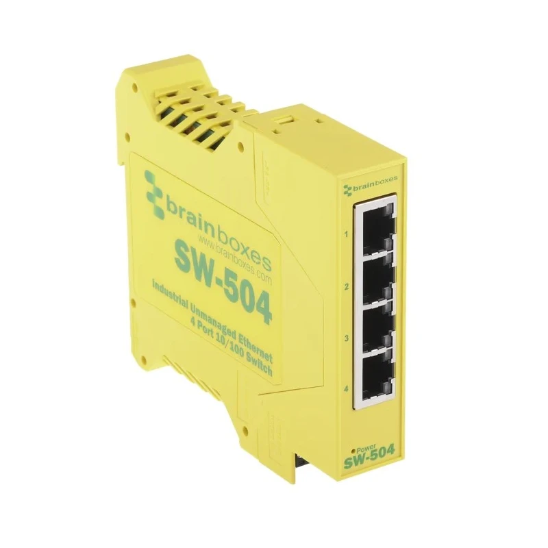 Brainboxes Unmanaged 4 Port Ethernet Switch 100Mbps Rack Mount SW-504