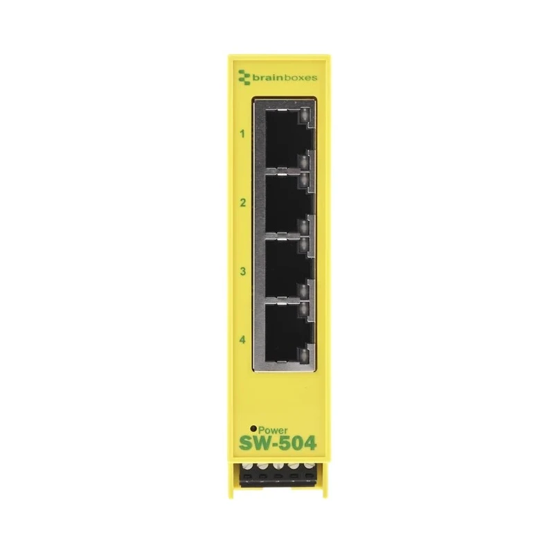 Brainboxes Unmanaged 4 Port Ethernet Switch 100Mbps Rack Mount SW-504