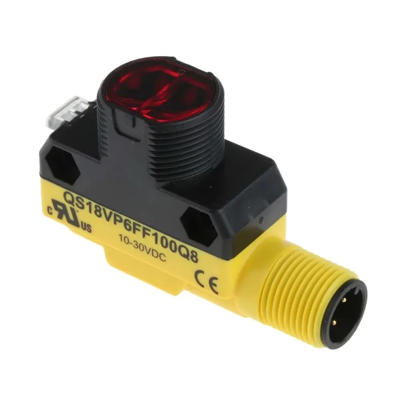 Banner Diffuse Photoelectric Sensor Barrel Style 100 mm Detection Range PNP Output IP67 QS18VP6FF100Q8