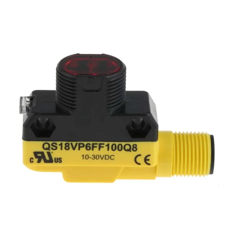 Banner Diffuse Photoelectric Sensor Barrel Style 100 mm Detection Range PNP Output IP67 QS18VP6FF100Q8