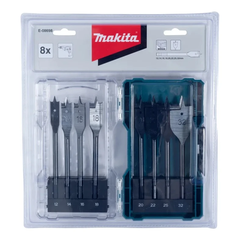 Makita 8-Piece High Speed Steel Wood Drill Bit Set, 12 mm Min, 32 mm Max E-08698
