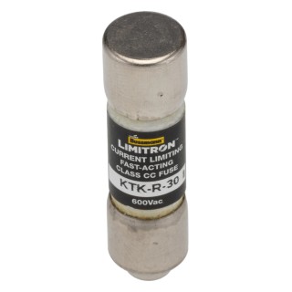 Eaton Cartridge Fuse 30A Fast Acting Melamine Body 10 x 38 mm 600V AC KTK-R-30
