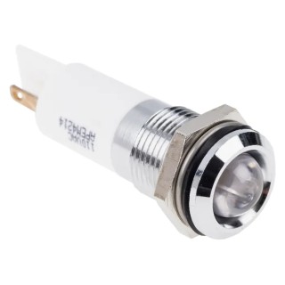 RS PRO White Panel Mount Indicator 110V AC 6mA Solder Lug Termination IP67 Prominent Bezel 848-4535
