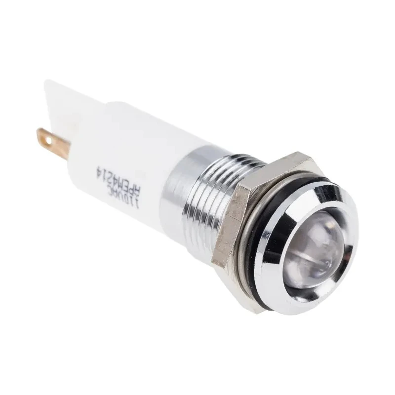 RS PRO White Panel Mount Indicator 110V AC 6mA Solder Lug Termination IP67 Prominent Bezel 848-4535