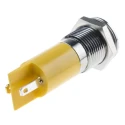 RS PRO Yellow Panel Mount Indicator 220V AC 3mA Solder Lug Termination IP67 Silver Bezel 14mm Mount Hole 38.5mm 848-4608