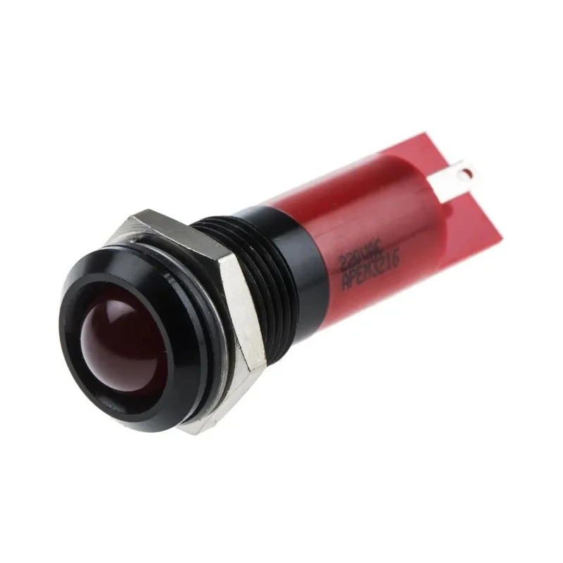 RS PRO Red Panel Mount Indicator 220V AC 3mA Solder Lug Termination IP67 Prominent Bezel 848-4617