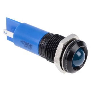 RS PRO Blue Panel Mount Indicator 220V AC 3mA Solder Lug Termination IP67 Prominent Bezel 848-4623