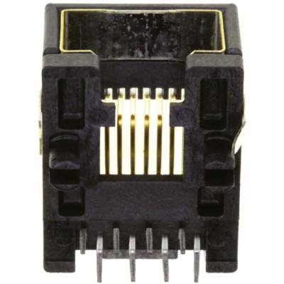Molex 95540 Series RJ45 Female Through Hole Cat3 Shielded Right Angle 2 Port 8 Way RJ45