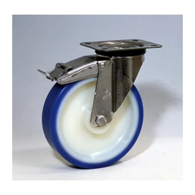 LAG Braked Swivel Castor, Polyurethane Wheel 200 mm Diameter, 370 kg Load Capacity, Ball Bearing Hub 35227FR