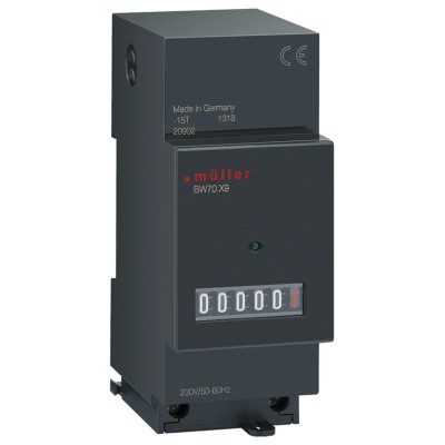 Muller 5 Digit Elapsed Time Counter, DIN Rail Mount, 12-48V DC BG 70.89 12-48V DC