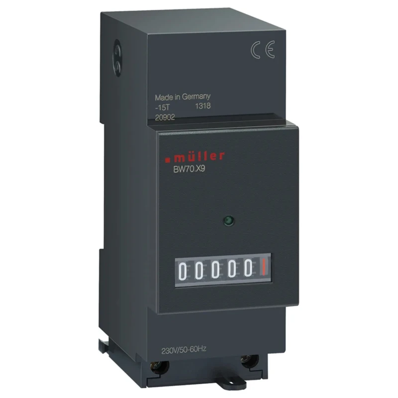 Muller 5 Digit Elapsed Time Counter, DIN Rail Mount, 12-48V DC BG 70.89 12-48V DC