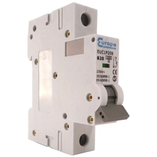 Europa Miniature Circuit Breaker 1-Pole, 32A, Type B, 400V AC, 10 kA Breaking Capacity EUC1P
