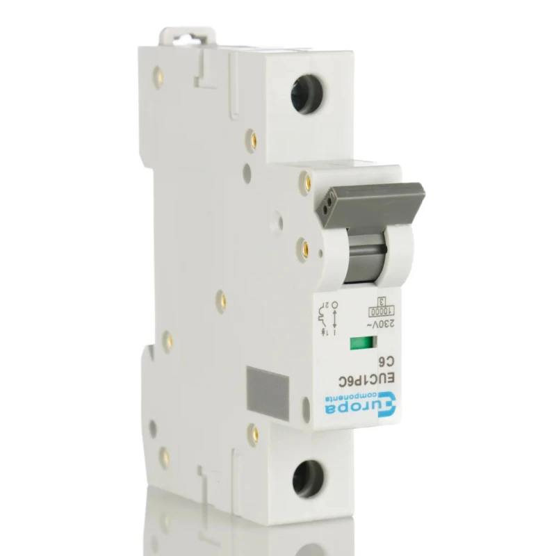 Europa Miniature Circuit Breaker 1-Pole 6A Type C 400V AC 10 kA Breaking Capacity EUC1P
