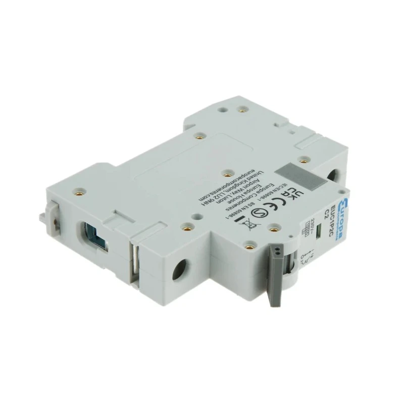 Europa Miniature Circuit Breaker 1-Pole, 2A Current, Type C Tripping, 400V AC, 10 kA Breaking Capacity EUC1P